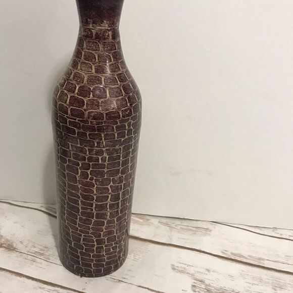 Maroon Dark Red Printed Vase Giraffe Cobblestone - Picture 8 of 9